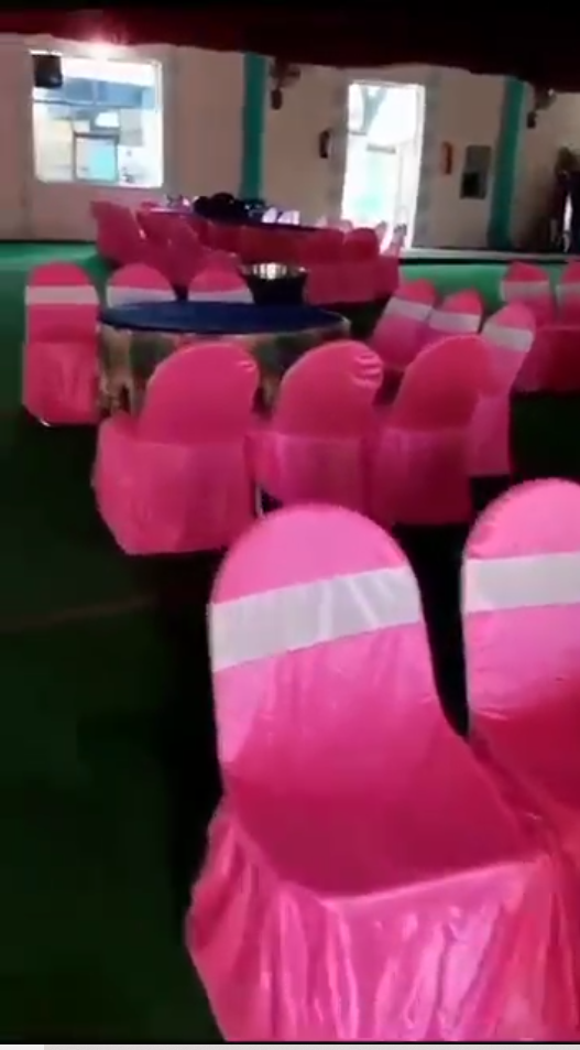 Indoor table and chair setup inside the palace